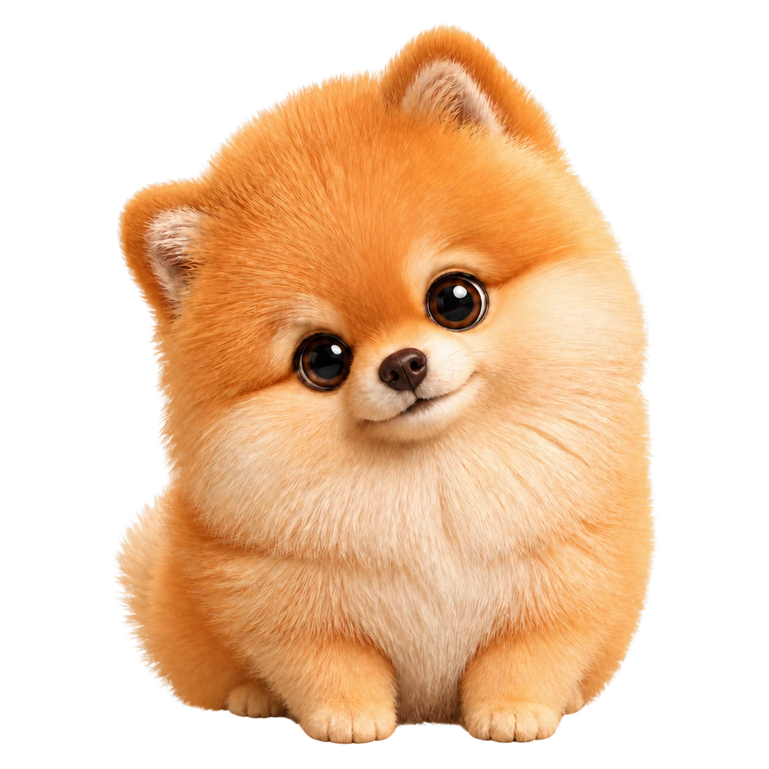 TinyDog’s fluffy orange Pomeranian mascot